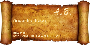 Andorka Bese névjegykártya